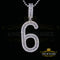 White Sterling Silver Baguette Numerical Number '6' with 4.86ct Cubic Zirconia KING OF BLINGS
