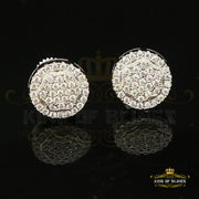 King of Blings- Aretes Para Hombre 925 White Silver Women's & Men Cubic Zirconia Round Earring KING OF BLINGS