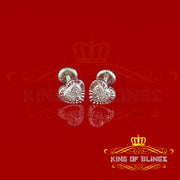 King Of Bling's Aretes Para Hombre Heart 925 White Silver 0.05ct Diamond Women's /Men's Earring KING OF BLINGS