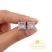 King Of Bling's 925 Sterling Silver White Hip Hop 0.01ct Diamond Men's & Women's Stud Earrings KING OF BLINGS