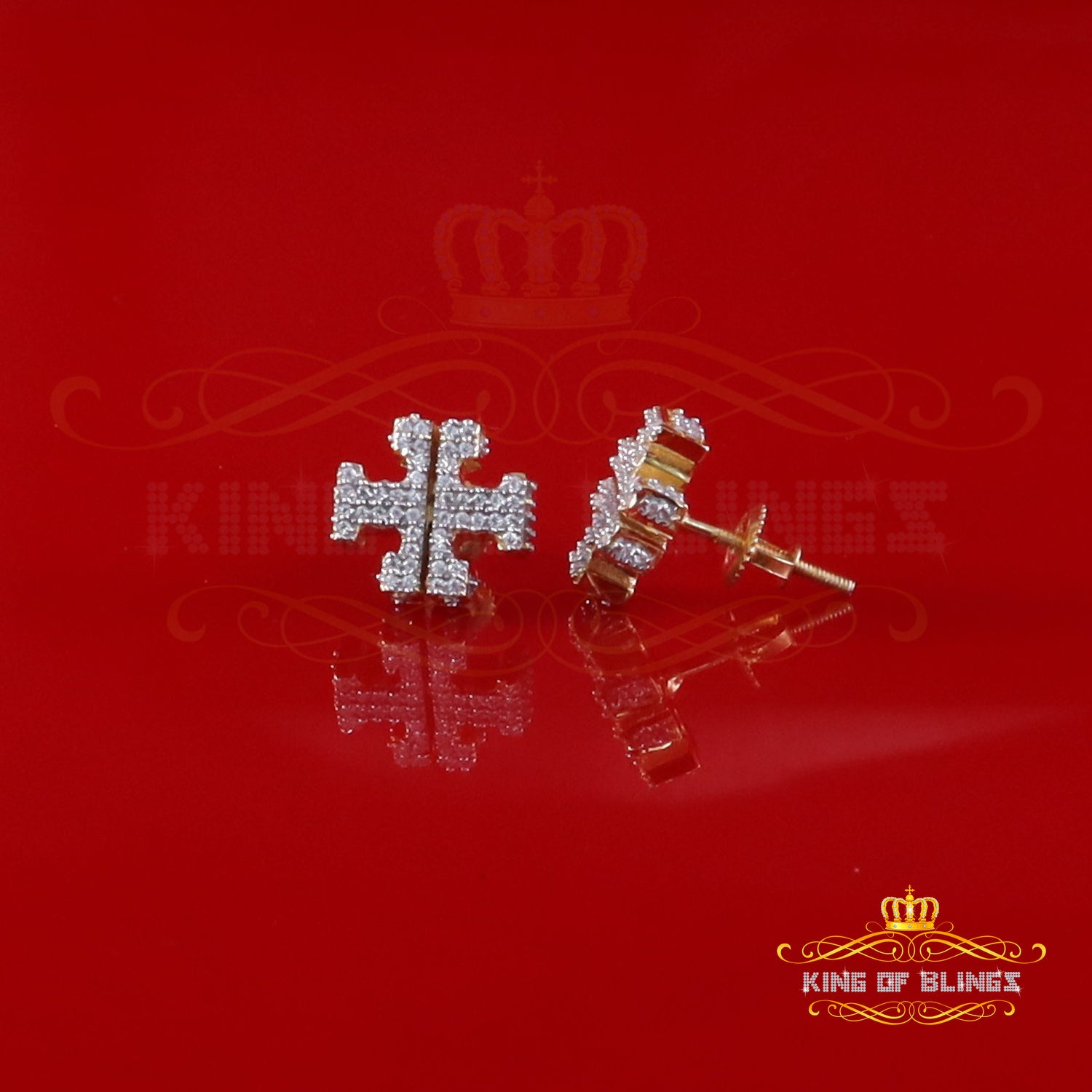 King  of Bling's Yellow 925 Silver 1.0ct VVS 'D' Moissanite Men's/Womens Tory Burch Stud Earrings KING OF BLINGS