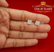 King Of Bling's Real 10k Yellow Gold with 0.15CT Real Diamonds Men's/Women's Square Stud Earring KING OF BLINGS