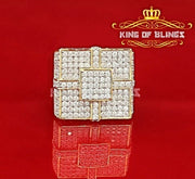 King Of Bling's Silver Yellow 6.00ct Cubic Zirconia Square Adjustable Ring From Size 10 to 12 KING OF BLINGS