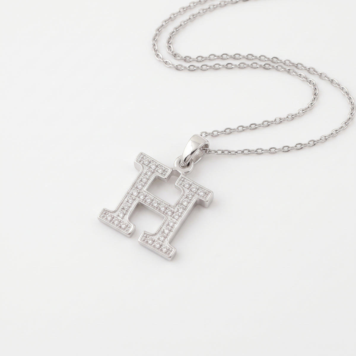 King Of Bling's Attractive Sterling SilverAll Alphabet Letter White Pendant with Cubic Zirconia KING OF BLINGS