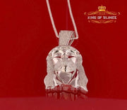 White 925 Sterling Silver Pendant Jesus Head Shape With 5.86ct Cubic Zirconia KING OF BLINGS