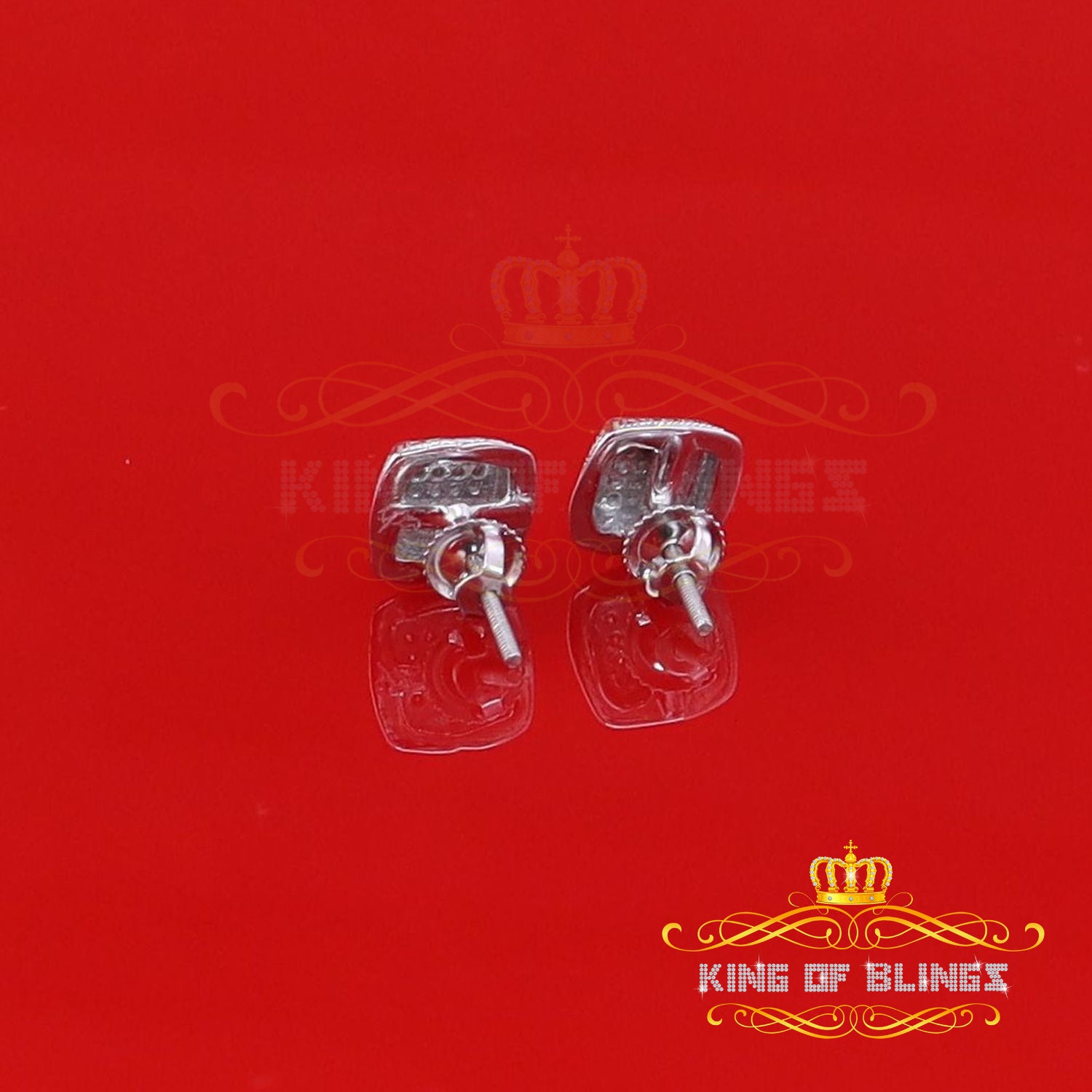 King Of Bling's 0.10ct Diamond Stud Earrings For Women White 925 Sterling Silver Stud For Men KING OF BLINGS