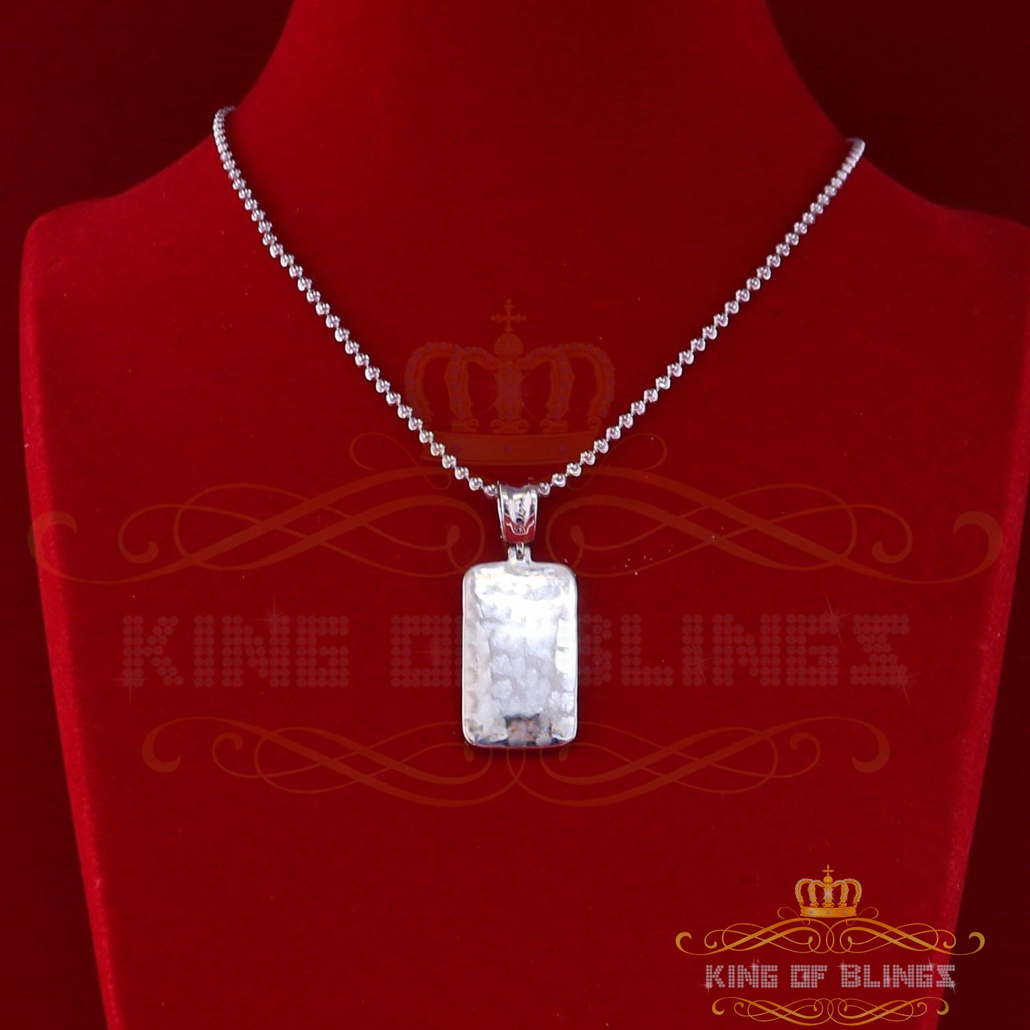 King of Bling's White 925 Sterling Silver Charm Necklace Pendant with 1.32ct Cubic Zirconia KING OF BLINGS