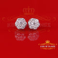 King of Bling's 925 Silver White 1.50ct VVS 'D' Men's & Womens Moissanite Floral Stud Earrings KING OF BLINGS