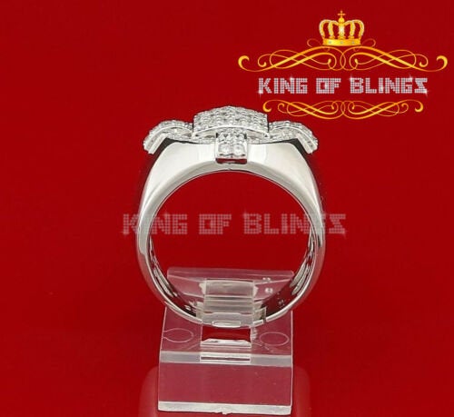 King Of Bling'sWhite Silver Square 1.70ct Cubic Zirconia Men's Adjustable Ring From SZ 9 to 11 KING OF BLINGS