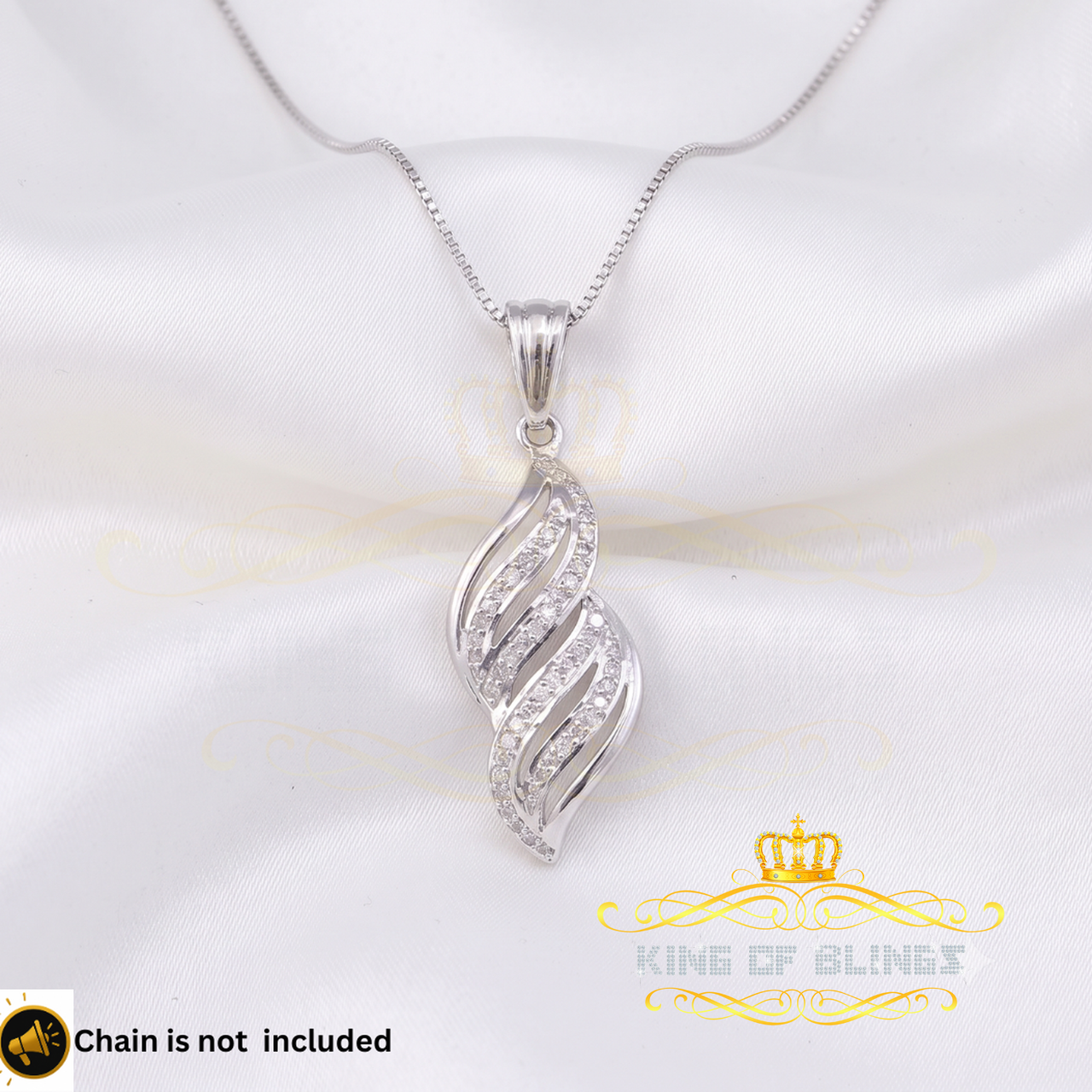 King Of Bling's Real 0.15CT Diamond Stones FASHION Sterling Charm Necklace Silver White Pendant KING OF BLINGS