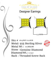 King Of Bling's 0.05ct Diamond 925 Sterling Silver White Stud Women's/ Men's Kite Shape Earrings KING OF BLINGS