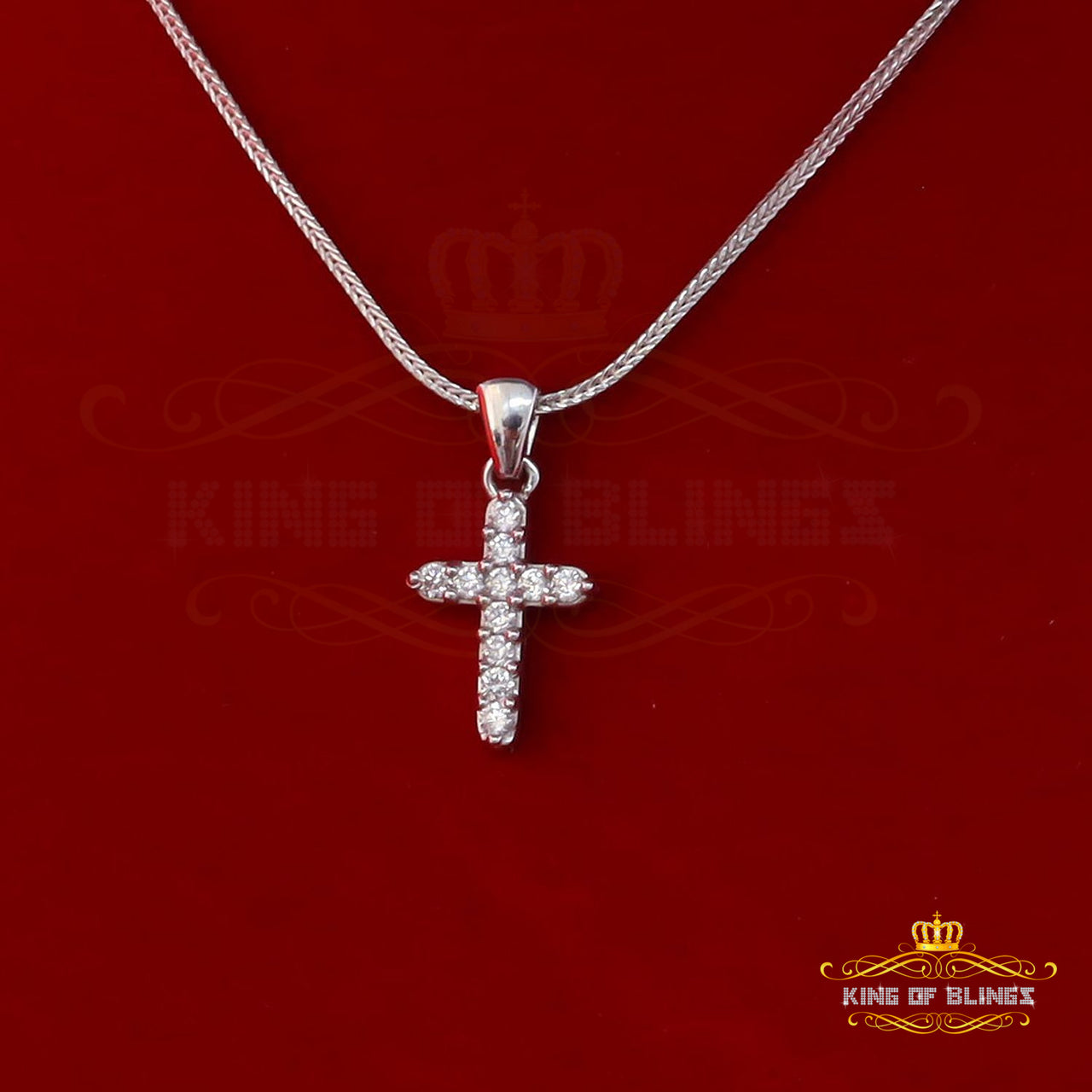 White King of Bling's Sterling Silver CROSS Shape Pendant 1.21ct Cubic Zirconia