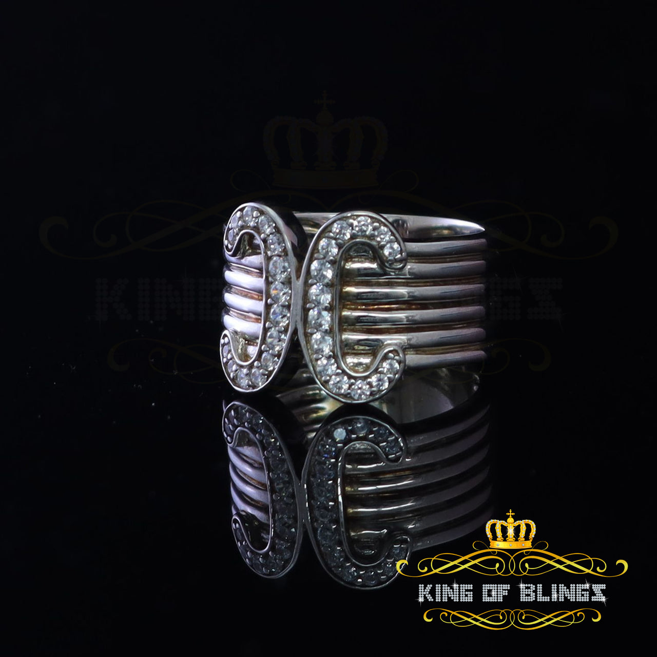 King Of Bling's0.75ct Cubic Zirconia Sterling White Silver Round Engagement Womens Ring Size 8