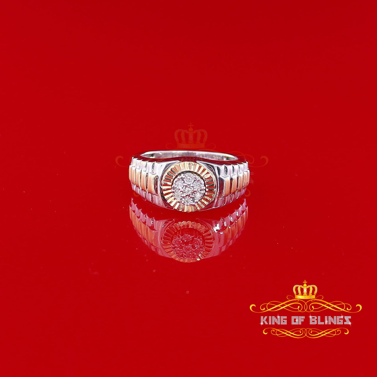 King Of Bling's 925 Sterling White Silver 0.05 CT Real Diamond Men's & Woman's Band Ring SZ 10