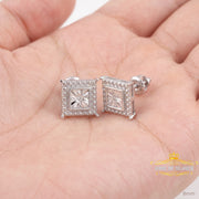 King Of Bling's 925 Sterling Silver White Hip Hop 0.01ct Diamond Men's & Women's Stud Earrings KING OF BLINGS