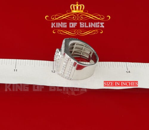 925 White Silver 4.10ct Cubic Zirconia Men's Adjustable Ring From SZ 9.5 to 11.5 KING OF BLINGS