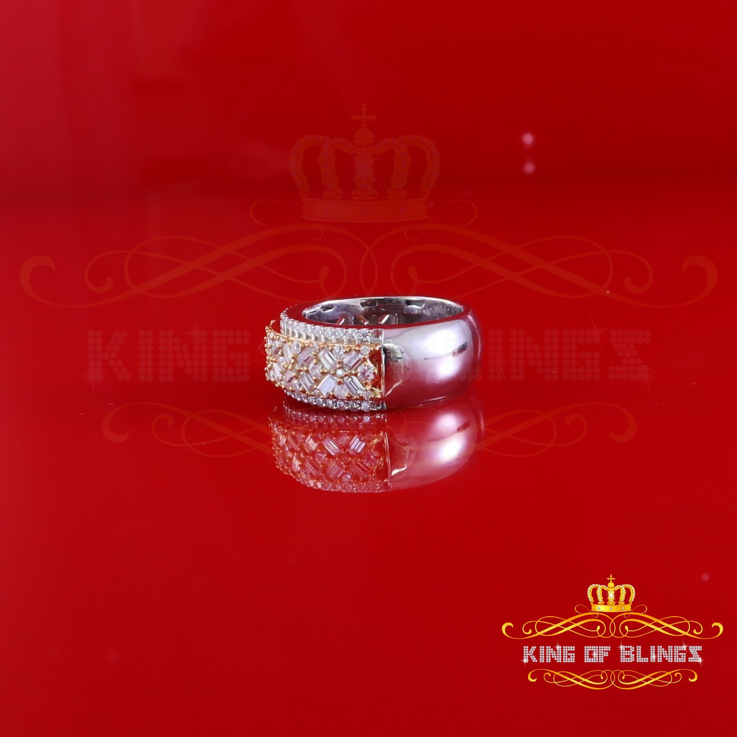 King of Bling's White Size 8 Men/ Women925 Silver 2.50ct VVS 'D' Moissanite Baguette Band Ring King of Blings