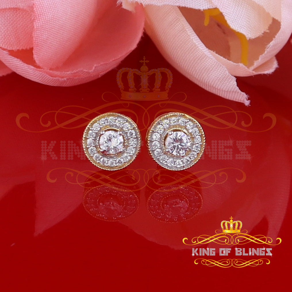 King of Bling's Yellow 0.82ct Sterling Silver 925 Cubic Zirconia Women's Hip Hop Round Earrings