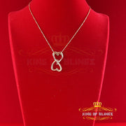 King Of Bling's Real 0.15 ct Diamond Sterling Silver Double Heart Charm Necklace Yellow Pendant KING OF BLINGS