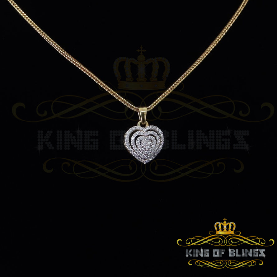 King Of Bling's Yellow 925 Sterling Silver Heart Shape Pendant with 0.87ct Cubic Zirconia