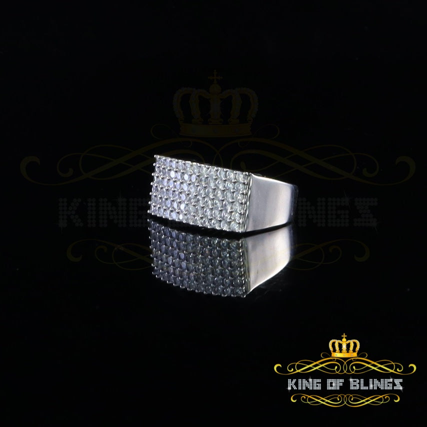 Silver Jewelry White 4.25ct Cubic Zirconia Wide Men Adjustable Ring Size 10 to12