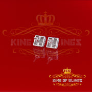 King of Blings- White 925 Silver Screw Back 2.19ct Cubic Zirconia Women Hip Hop Square Earrings KING OF BLINGS