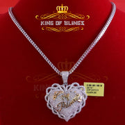 King Of Bling's King's Sterling Silver White "MY PRINCESS" Heart Pendant 6.00ct Real Moissanite KING OF BLINGS