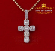 Promising Yellow 925 Sterling Silver Cross Pendant with 1.34ct Cubic Zirconia KING OF BLINGS