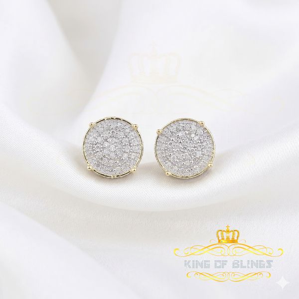 King of Blings-925 Sterling Silver Yellow Hip Hop 0.40ct Diamond Men's/ Women's Stud Earrings