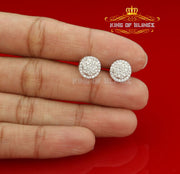 King of Blings- Aretes Para Hombre 925 White Silver Women's & Men Cubic Zirconia Round Earring KING OF BLINGS