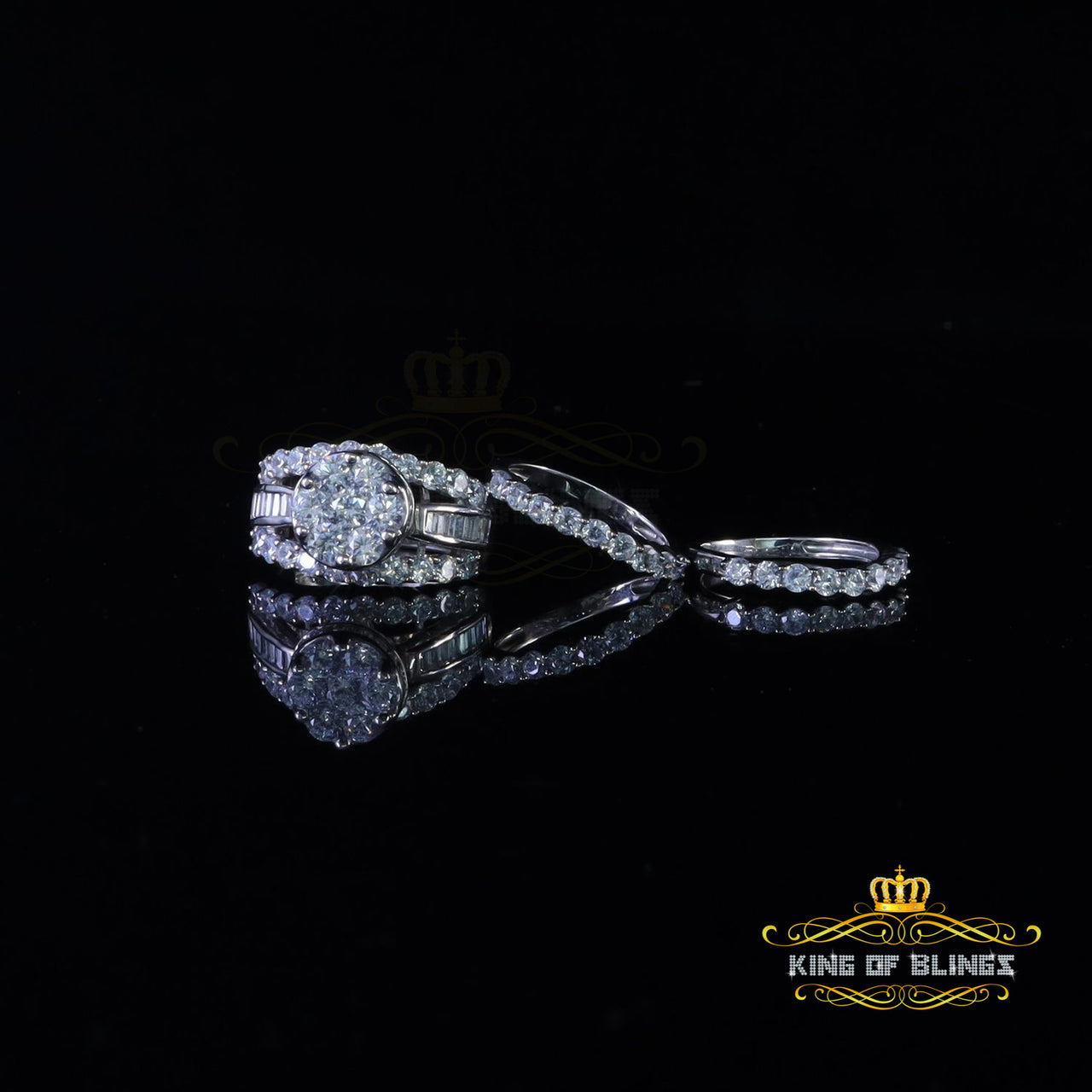 925 White 13.00ct Cubic Zirconia Silver 3 piece Bridal Fancy Womens Ring Size 9