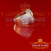King Of Bling's Real Diamond 0.25CT Men's Silver Yellow Round Adjustable Ring From SZ 11 to 13 KING OF BLINGS