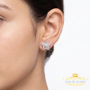 King Of Bling's 925 Sterling Silver White 0.25ct Diamond For Women's / Men's Stud Star Earrings KING OF BLINGS