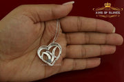 King Of Bling's White 925 Sterling Silver Heart and XO Shape Pendant 0.21ct Cubic Zirconia Stone KING OF BLINGS