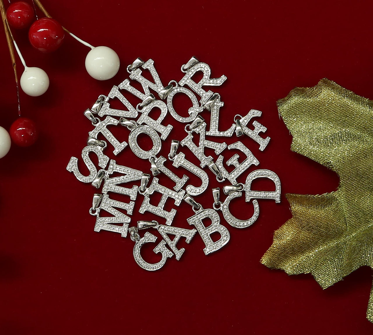 King Of Bling's Attractive Sterling SilverAll Alphabet Letter White Pendant with Cubic Zirconia