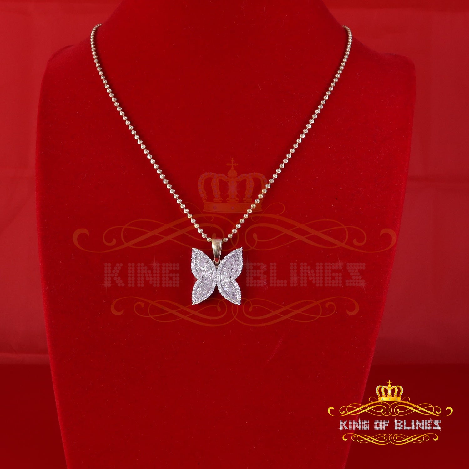 King Of Bling's Men's/Womens 925 Silver Yellow 1.50ct VVS 'D' Moissanite Butterfly Pendant KING OF BLINGS