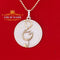Yellow 925 Sterling Silver Circle Music Sign Pendant with 3.74ct Cubic Zirconia KING OF BLINGS