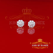 King of Blings- White 925 Sterling Silver 1.18ct Cubic Zirconia Women's Hip Hop Flower Earrings KING OF BLINGS