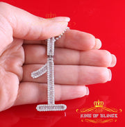 White Sterling Silver Baguette  Number ONE '1' Pendant 4.0ct Cubic Zirconia KING OF BLINGS