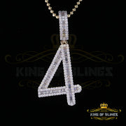 Yellow 925 Silver Baguette Numeric Number '4' Pendant 4.86ct Cubic Zirconia KING OF BLINGS