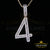 Yellow 925 Silver Baguette Numeric Number '4' Pendant 4.86ct Cubic Zirconia KING OF BLINGS