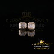 King of Blings-0.10ct Diamond Stud Earrings For Women Yellow 925 Sterling Silver Stud For Men KING OF BLINGS