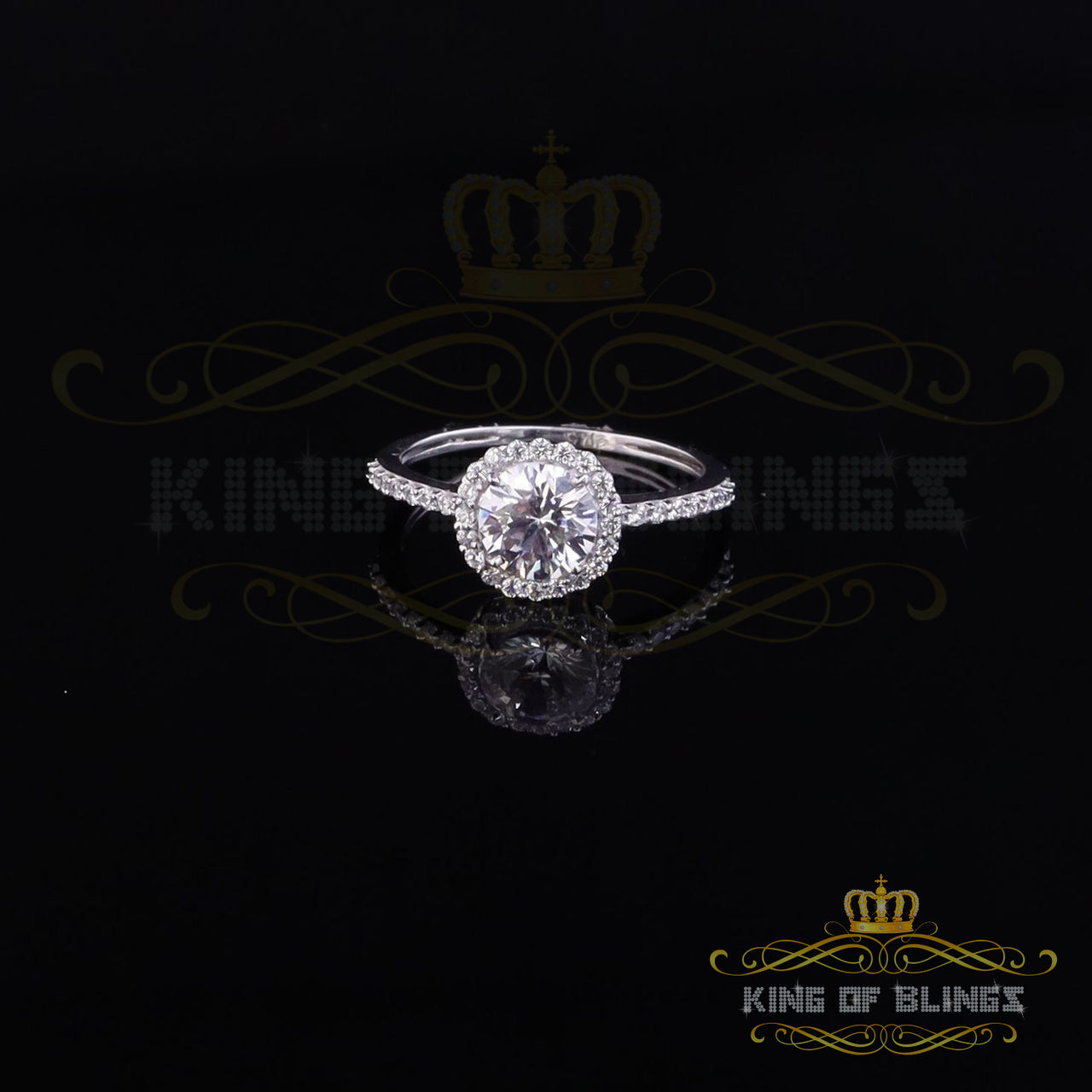 King Of Bling's2.21ct Cubic Zirconia Sterling White Silver Round Wedding Womens Ring Size 7