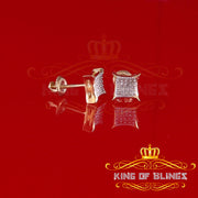 King of Blings-925 Sterling Yellow Silver Kite Shape 6.45MM size 0.10 CT Diamond Stud Earrings KING OF BLINGS