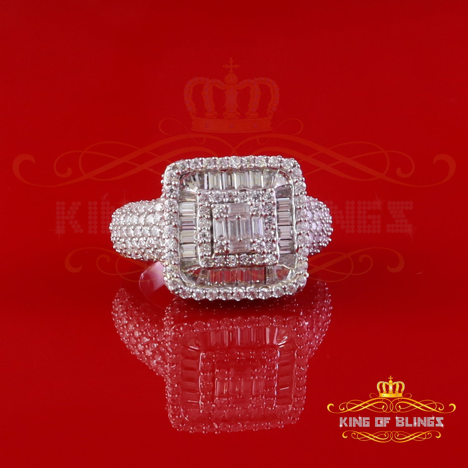 King of Bling's Men's/Womens 925 White Silver 4.50ct VVS 'D' Moissanite Square Pinky Rings SZ 10 King of Blings