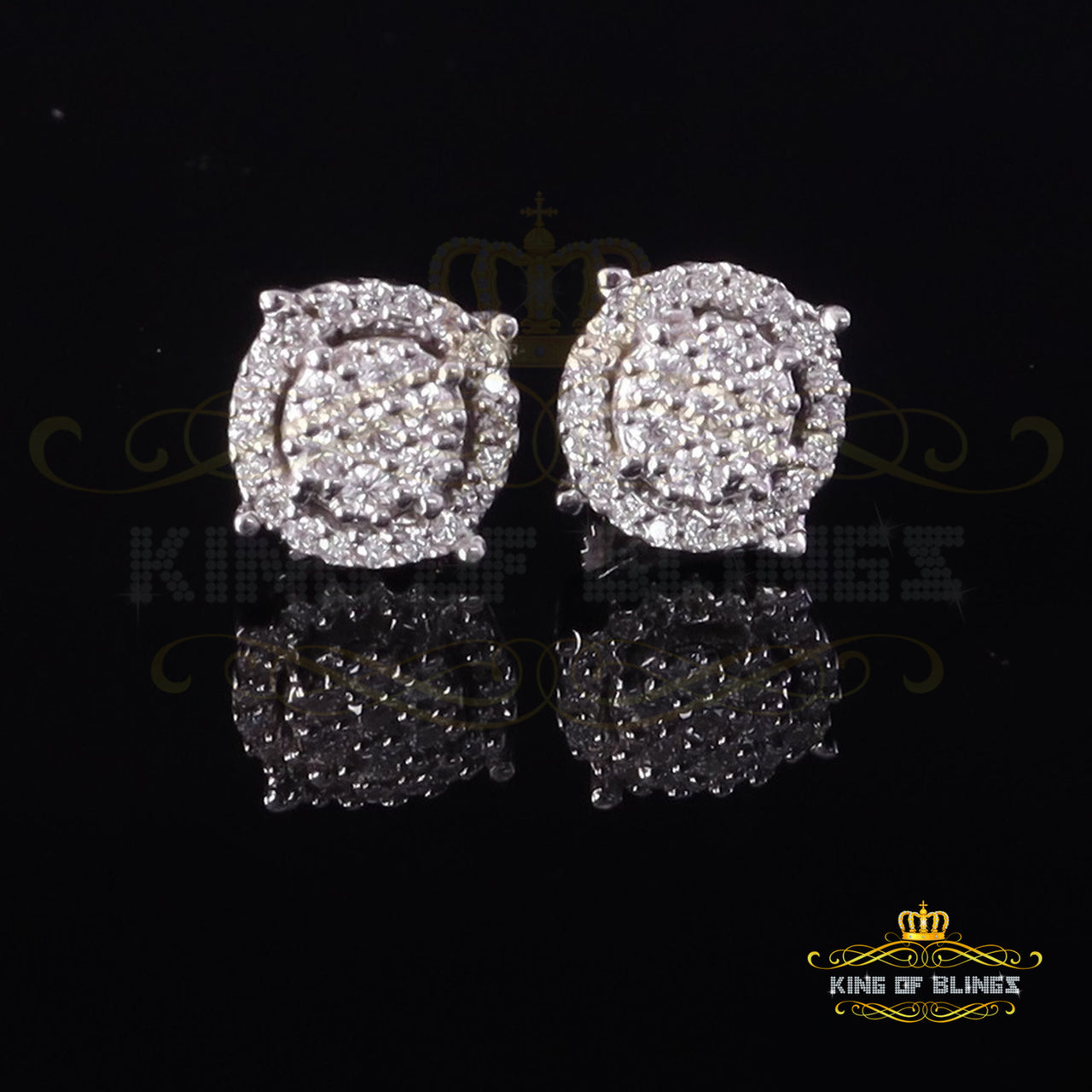 King of Bling's 925 Silver White 0.40ct VVS 'D' Moissanite Round Men's / Womens Stud Earrings KING OF BLINGS