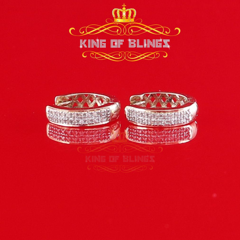 King of Blings-0.15ct Diamond 925 Sterling Silver Yellow Hoop Stud Earrings For Men's / Women's