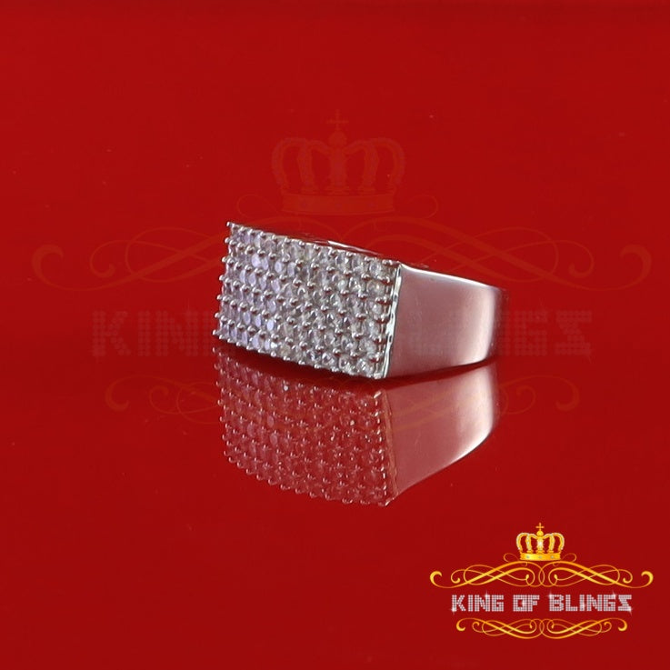King Of Bling's925 Sterling Silver White 4.25ct Cubic Zirconia Rectangle Men's Ring Size 10.5