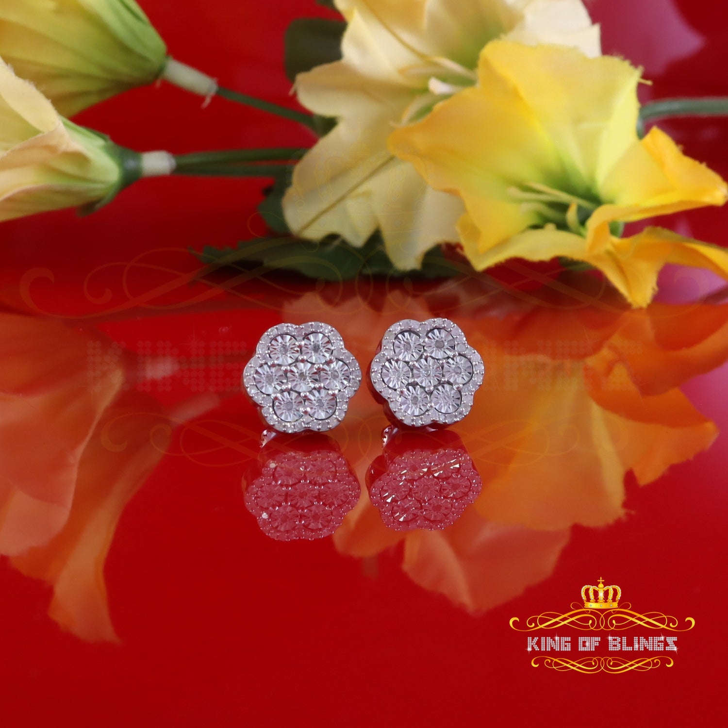 King Of Bling's New Miracle Set Small 0.40ct Diamond 925 Silver White for Men/Women Stud Earring King of Blings
