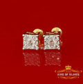 King of Bling's 925 Yellow Silver 0.38ct Cubic Zirconia Women's & Men's Hip Hop Square Earrings KING OF BLINGS